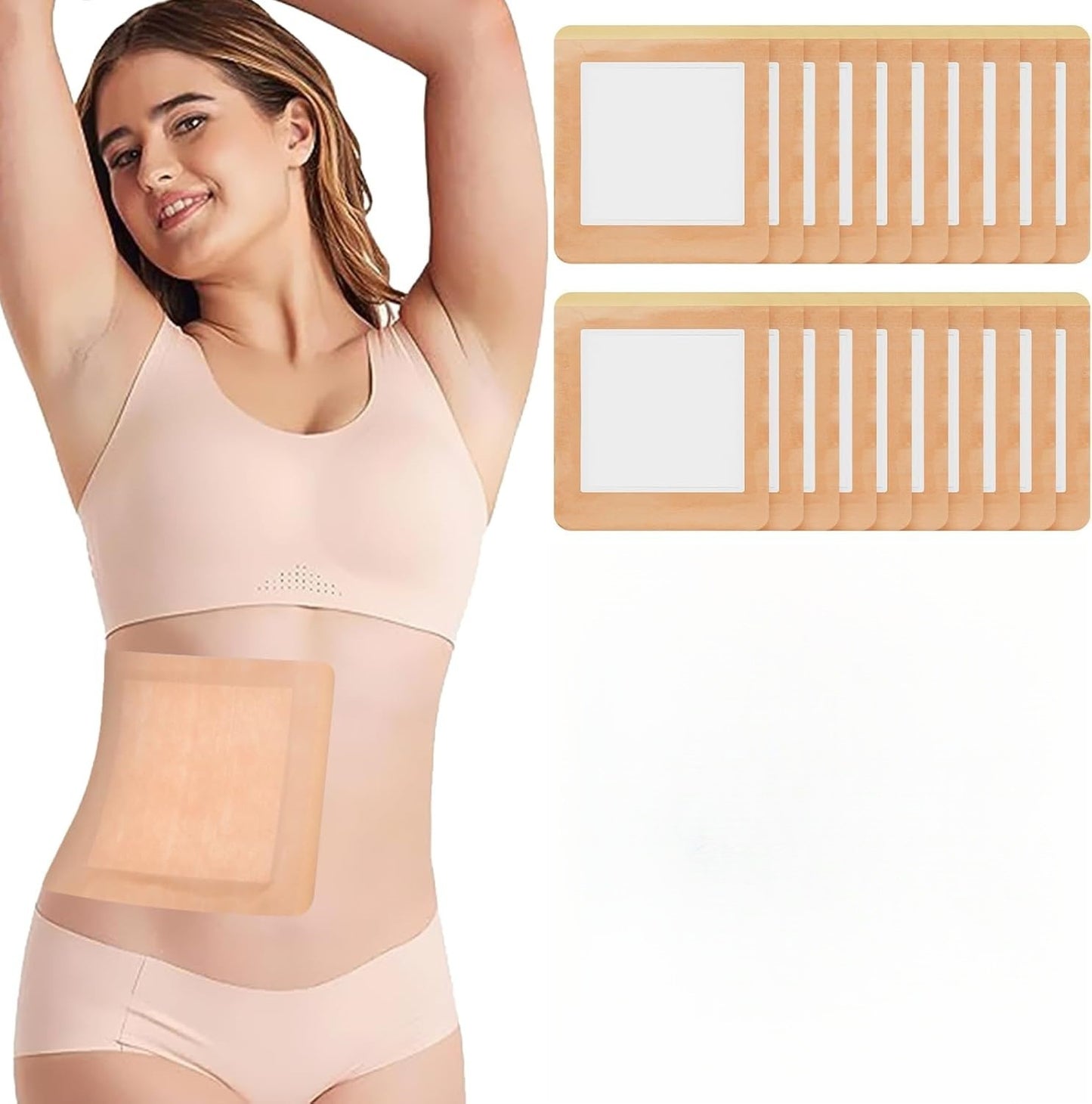 20pcs Cotton Castor Oil Patch for Abdomen - Disposable Self-Adhesive Pad for Weight Loss and Tummy Slimming