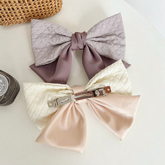 French Color Big Bow Hair Clip Top Clip Female High Sense Back Head Spring Clip Hair Accessories New E284