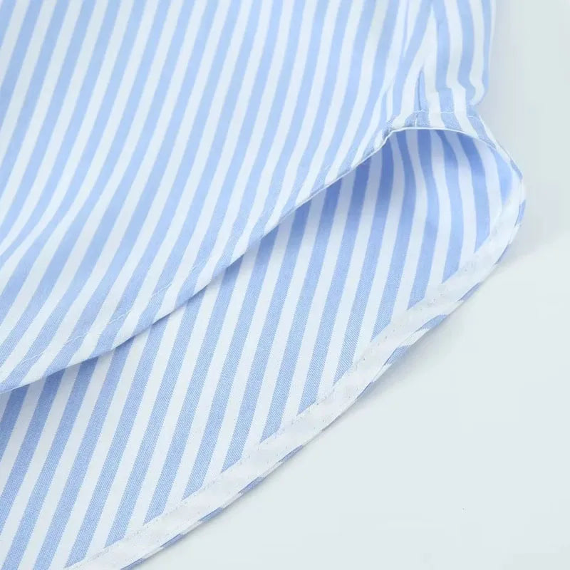 TRAF Stripe Shirt Dress Women Fashion Loose Long Dresses For Woman Clothing Irregular Casual Dress Vintage Ladies Dresses
