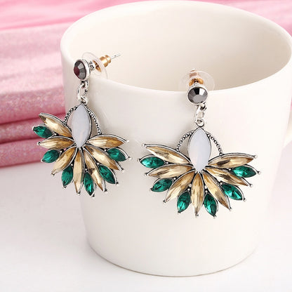 Pink Flower Crystal Earrings For Women Luxury Drop Earrings Statement Ear Jewelry Wedding Jewelry Exquisite Gift