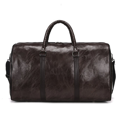 PU travel bag large capacity cylindrical sports fitness bag business casual short trip luggage bag