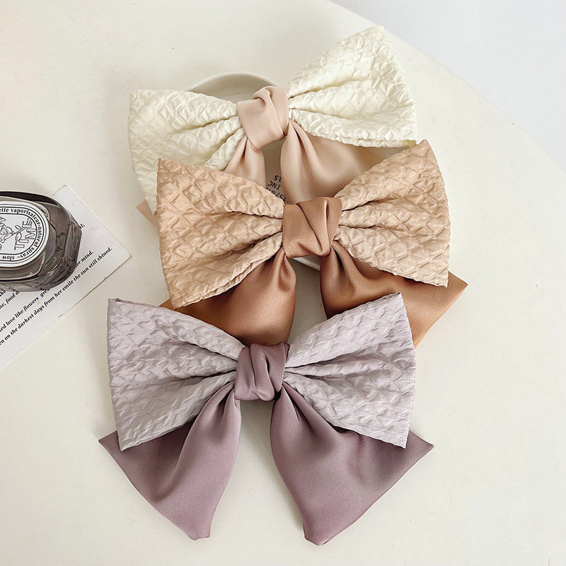 French Color Big Bow Hair Clip Top Clip Female High Sense Back Head Spring Clip Hair Accessories New E284
