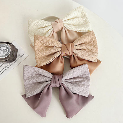 French Color Big Bow Hair Clip Top Clip Female High Sense Back Head Spring Clip Hair Accessories New E284