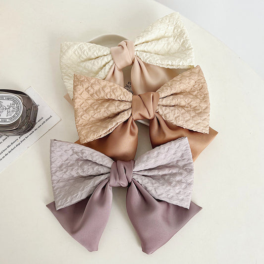 French Color Big Bow Hair Clip Top Clip Female High Sense Back Head Spring Clip Hair Accessories New E284