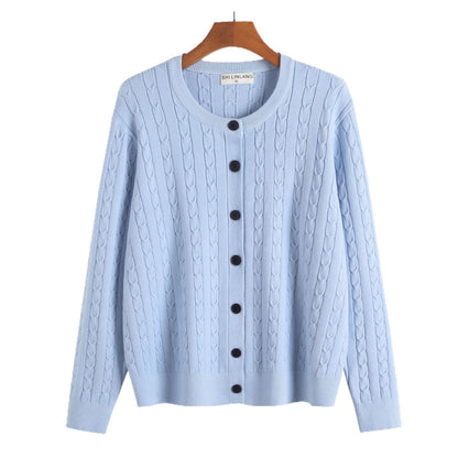 Retro Style Knit Cardigan Sweater Coat for Women, Casual Office Wear, Oversized Fit, Long Sleeve, Pullover Design