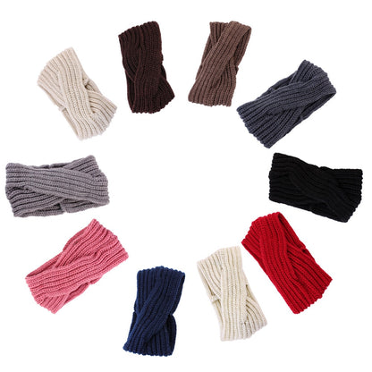 1pc Girl Cross twist warm wool hair band For women Hair accessories Fashion Handmade Crochet Knitted headband Winter Headwrap