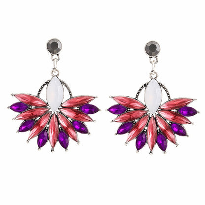 Pink Flower Crystal Earrings For Women Luxury Drop Earrings Statement Ear Jewelry Wedding Jewelry Exquisite Gift