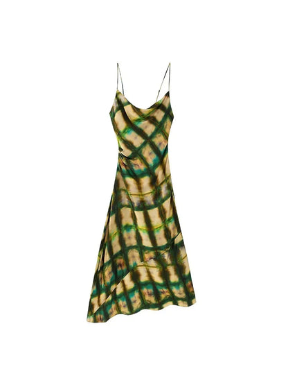 Women Printed Midi Dress Fashion Spaghetti Straps Female Party Evening Dresses Sling Dress Elegant Slim Dresses