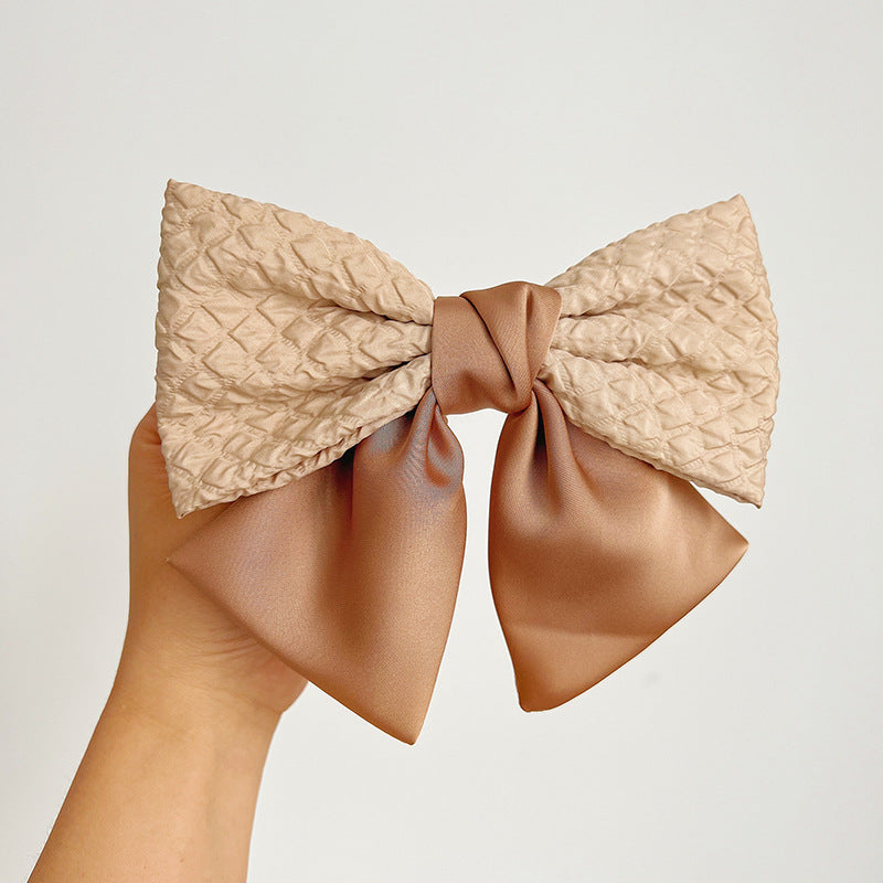 French Color Big Bow Hair Clip Top Clip Female High Sense Back Head Spring Clip Hair Accessories New E284