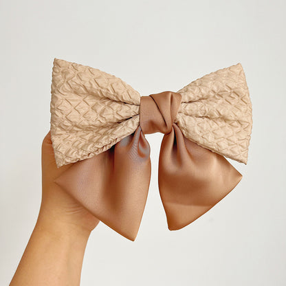 French Color Big Bow Hair Clip Top Clip Female High Sense Back Head Spring Clip Hair Accessories New E284