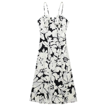 Tropical Style Printed Long Dress Woman Slip Beach Dress Sexy Summer Long Dresses For Women Sleeveless Long Dresses
