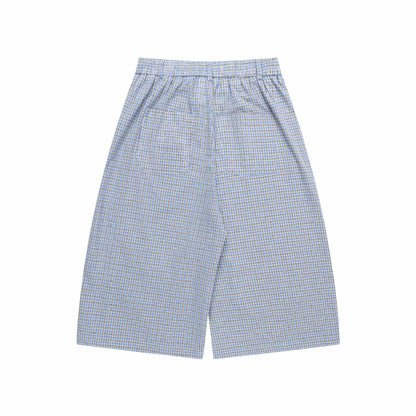Color blocking plaid cropped pants