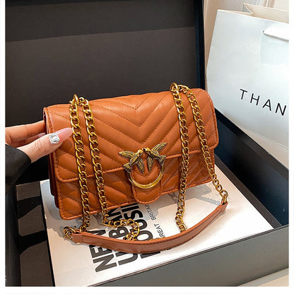 Ladies' Chain Bag Crossbody Bag Elegant Fashion Versatile Shoulder Bag Embroidered Small Square Bag