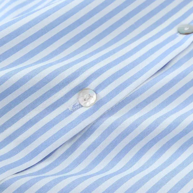 TRAF Stripe Shirt Dress Women  Fashion Loose Long Dresses For Woman Clothing Irregular Casual Dress Vintage Ladies Dresses