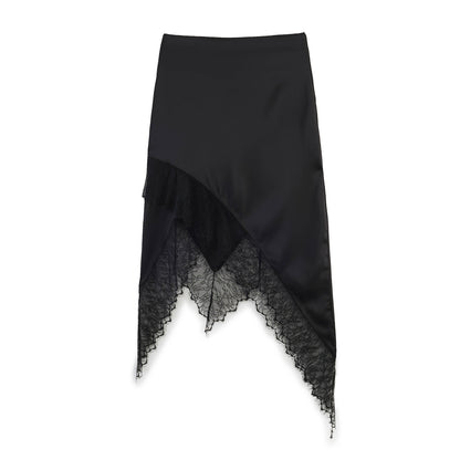 Lace patchwork irregular skirt