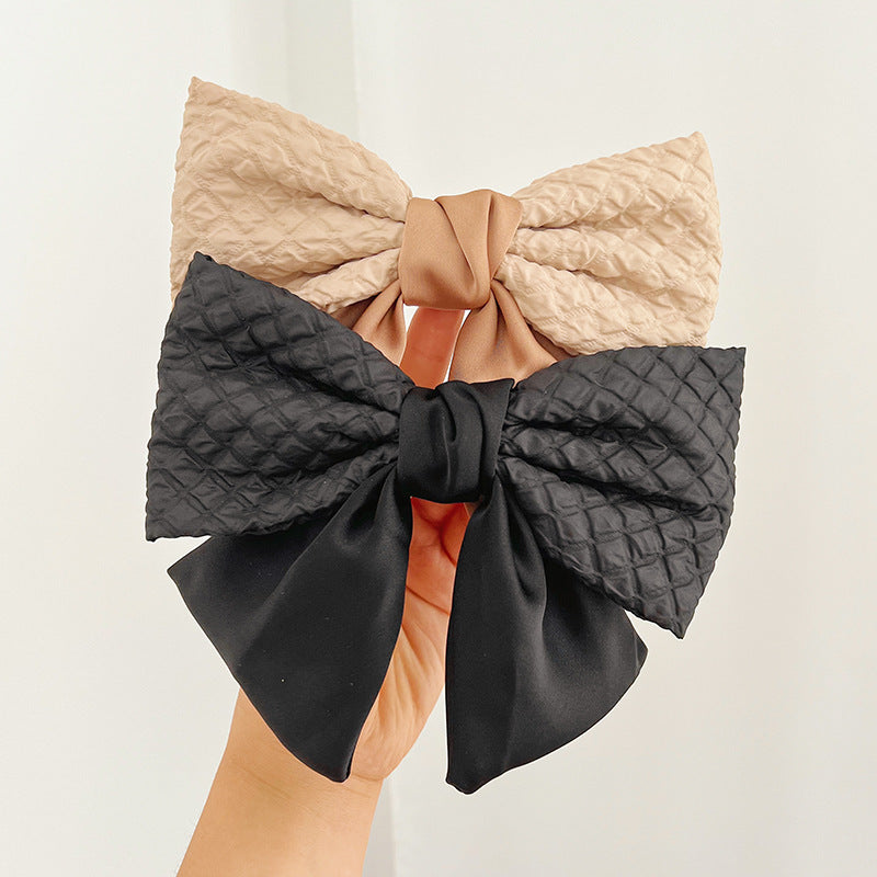 French Color Big Bow Hair Clip Top Clip Female High Sense Back Head Spring Clip Hair Accessories New E284