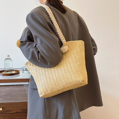 Straw woven bag large capacity single shoulder tote bag woven handbag for women