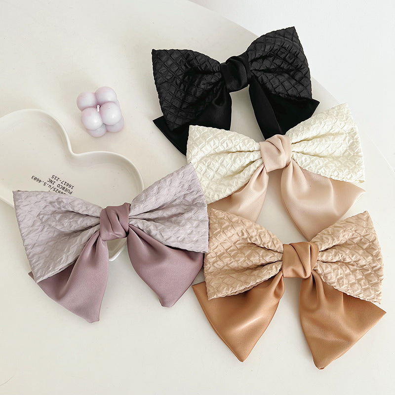French Color Big Bow Hair Clip Top Clip Female High Sense Back Head Spring Clip Hair Accessories New E284