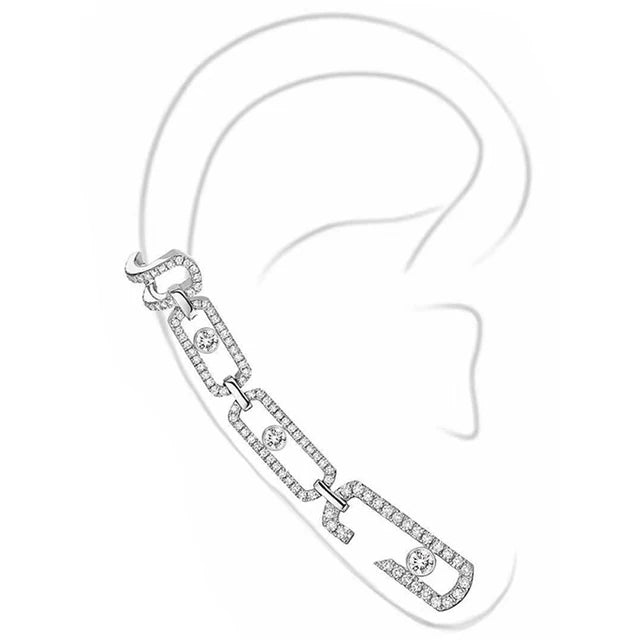 1 Piece Ear Cuff No Piercing Clip Fashion Earrings for Women Rectangle Jewelry with Rainbow Cz Zirconia Party