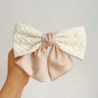 French Color Big Bow Hair Clip Top Clip Female High Sense Back Head Spring Clip Hair Accessories New E284