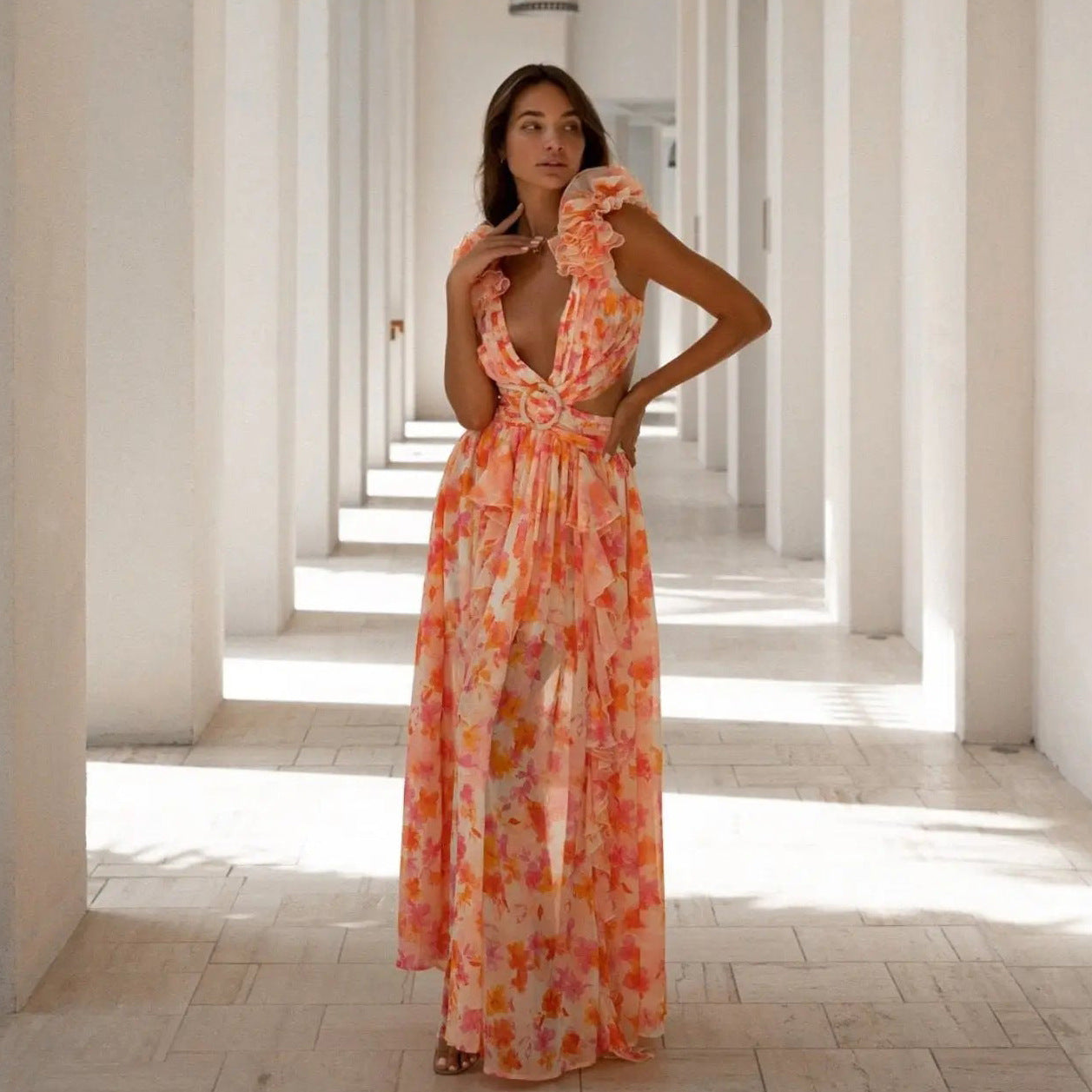 Slim Fit Deep V Dress