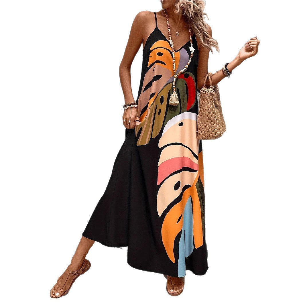 Printed Suspender Dress